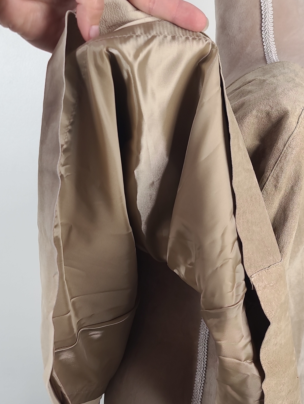 Vtg Y2K INC International Concepts Tan Boho Suede Leather Festival Poncho S/M - Picture 13 of 15